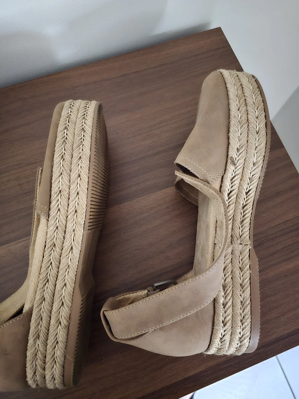 Naturalizer Taupe Espadrille Wedge Sandals with Ankle Strap